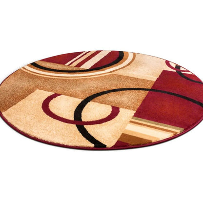 Arcs & Shapes Red Modern Rug Well Woven