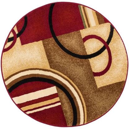 Arcs & Shapes Red Modern Rug Well Woven