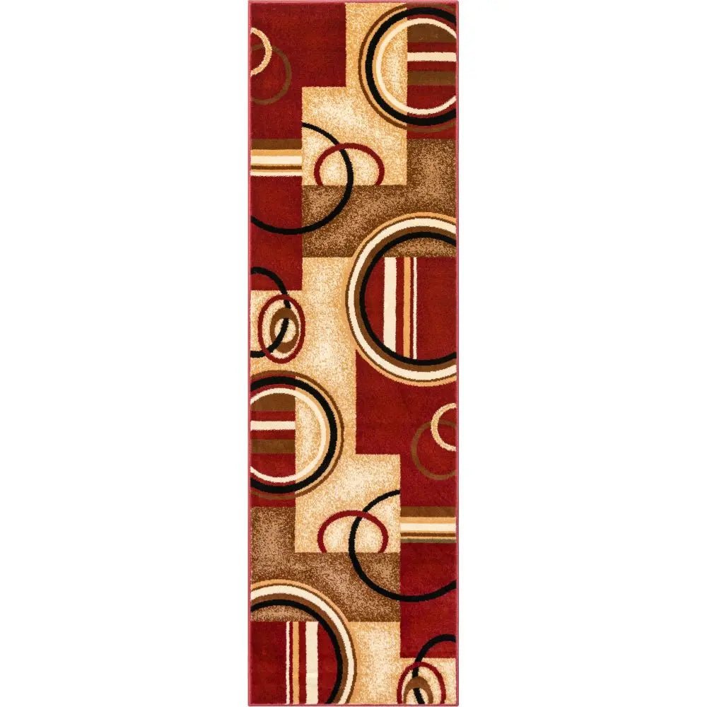 Arcs & Shapes Red Modern Rug Well Woven