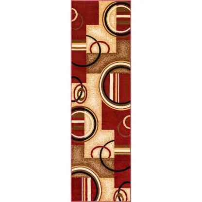 Arcs & Shapes Red Modern Rug Well Woven