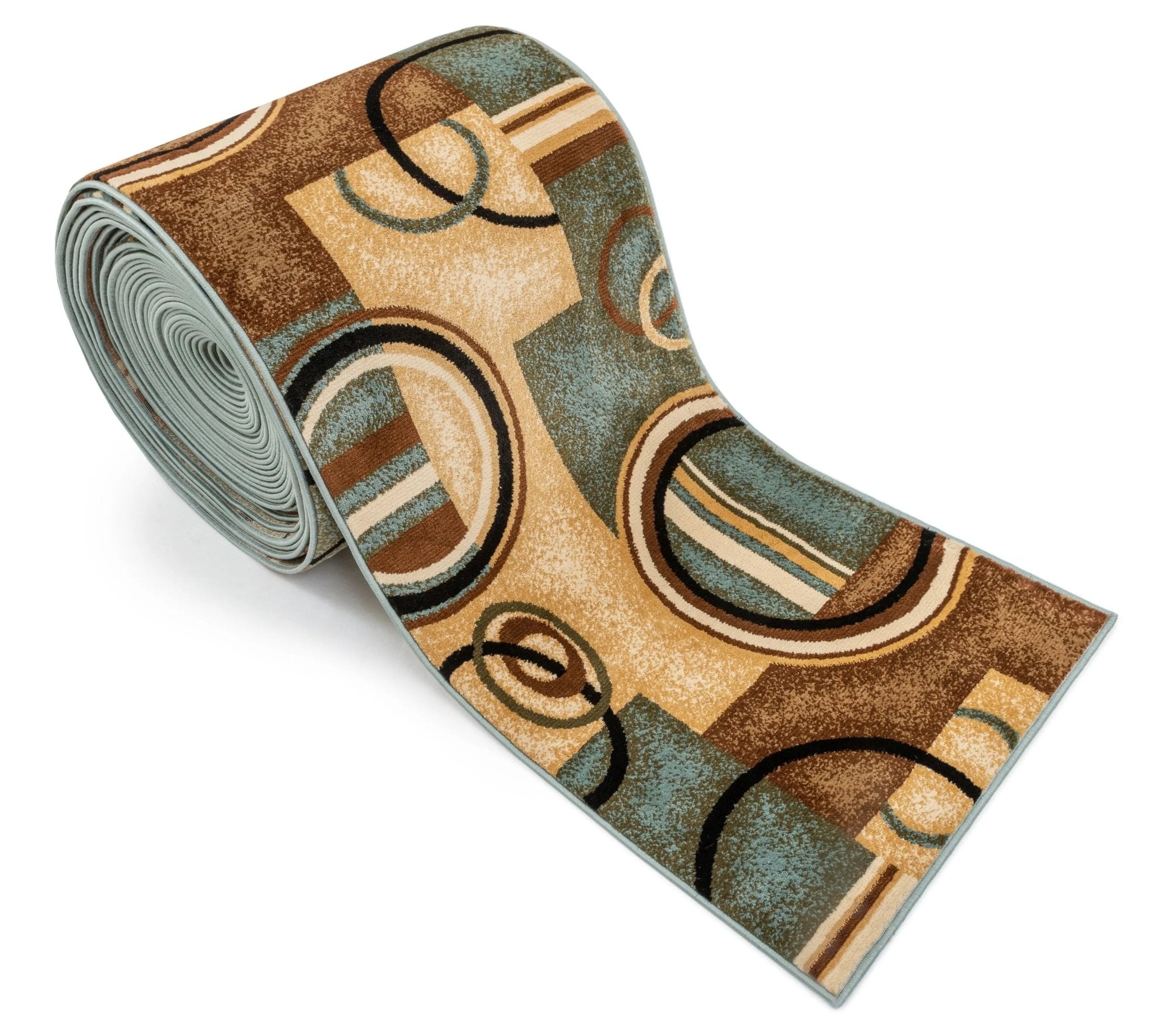 Arcs & Shapes Custom Size Runner Modern Light Blue 27 Inch Wide x Choose Your Length Hallway Runner Rug Well Woven