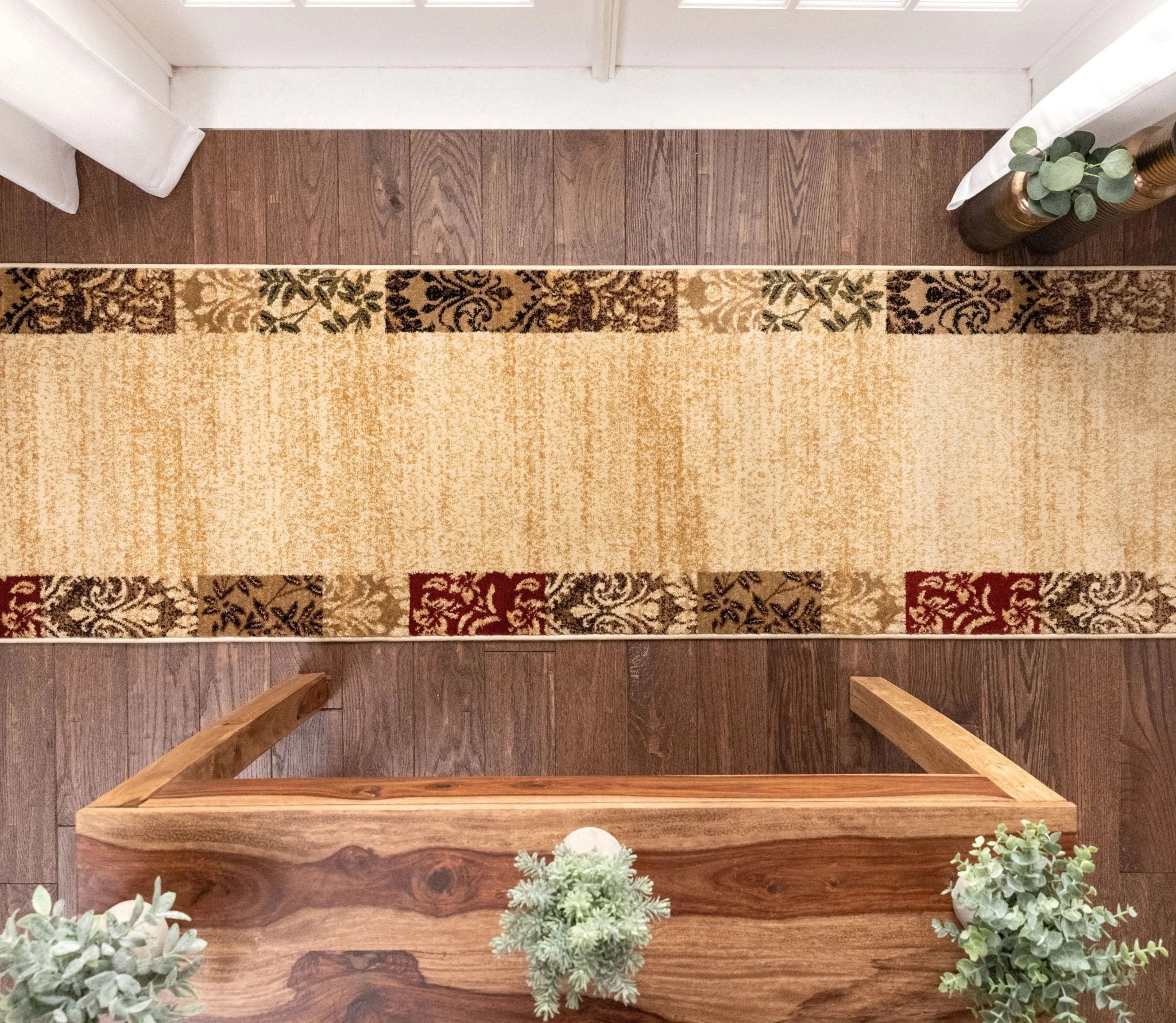 Vane Willow Damask Custom Size Runner Transitional Beige 27 Inch Wide x Choose Your Length Hallway Runner Rug Well Woven