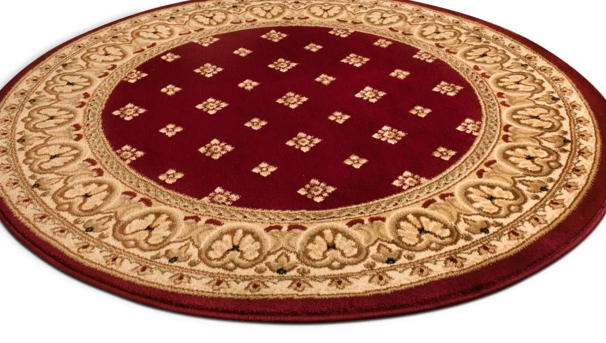 Hudson Terrace Red Traditional Round Rug Well Woven