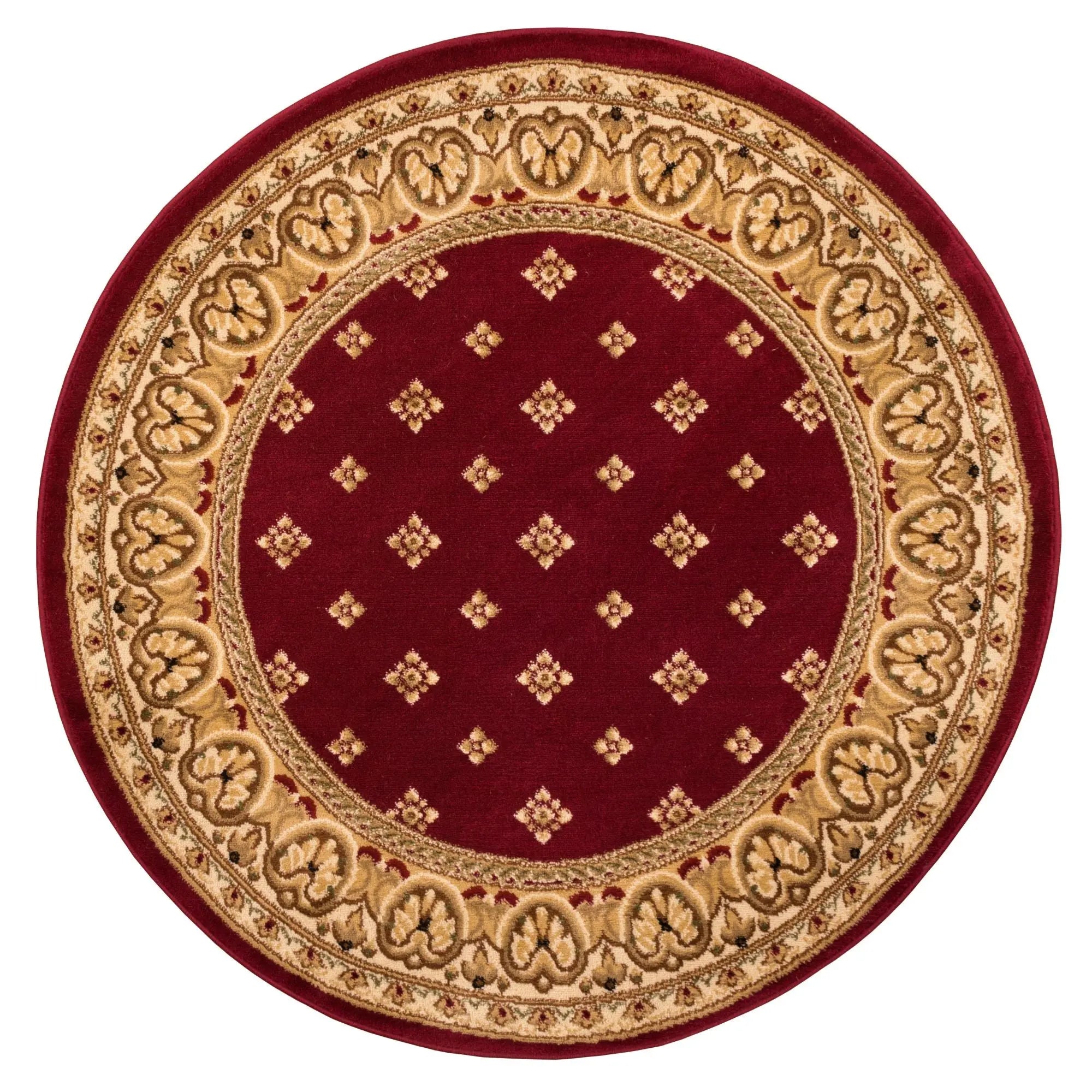 Hudson Terrace Red Traditional Round Rug Well Woven