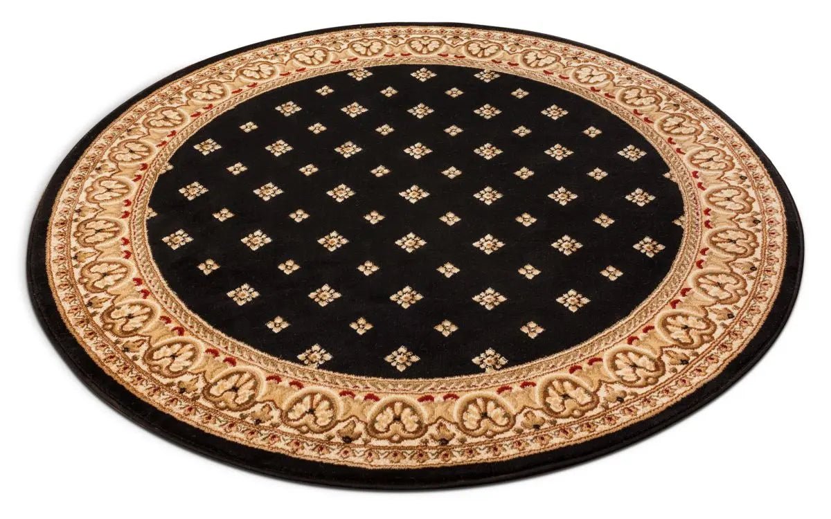 Hudson Terrace Black Traditional Round Rug Well Woven
