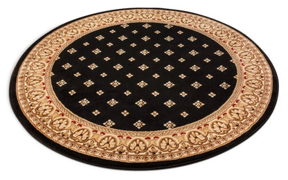 Hudson Terrace Black Traditional Round Rug Well Woven