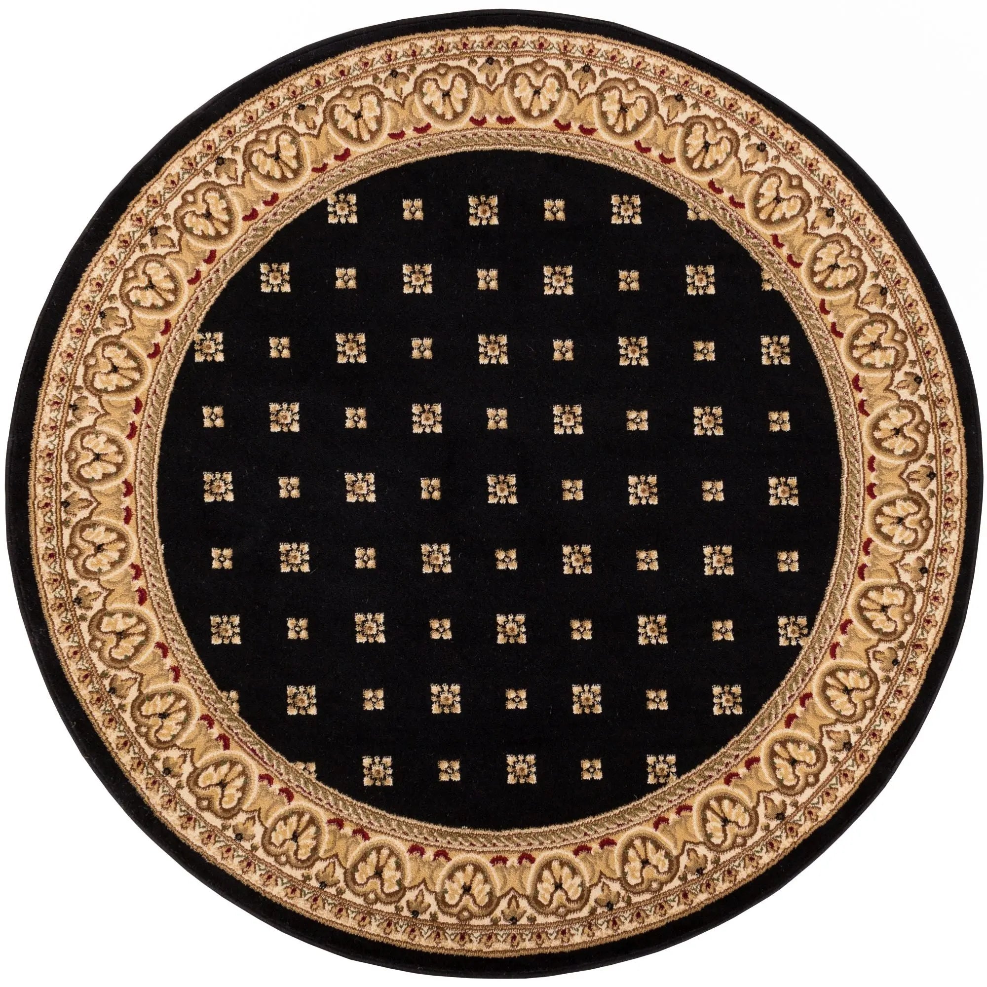 Hudson Terrace Black Traditional Round Rug Well Woven