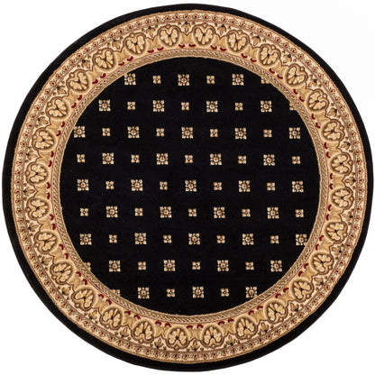 Hudson Terrace Black Traditional Round Rug Well Woven