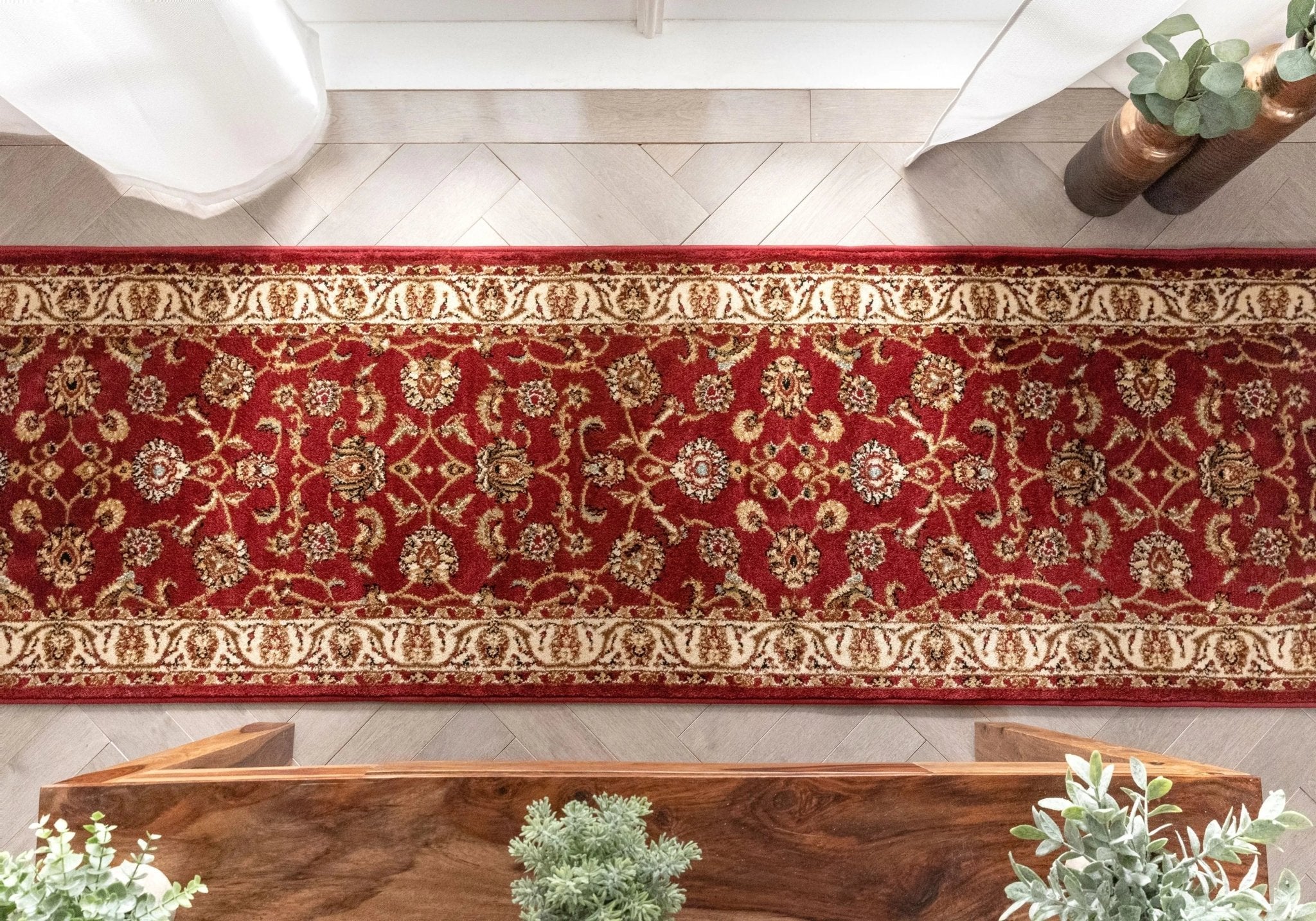 Sarouk Custom Size Runner Traditional Red 27 Inch Wide x Choose Your Length Hallway Runner Rug Well Woven