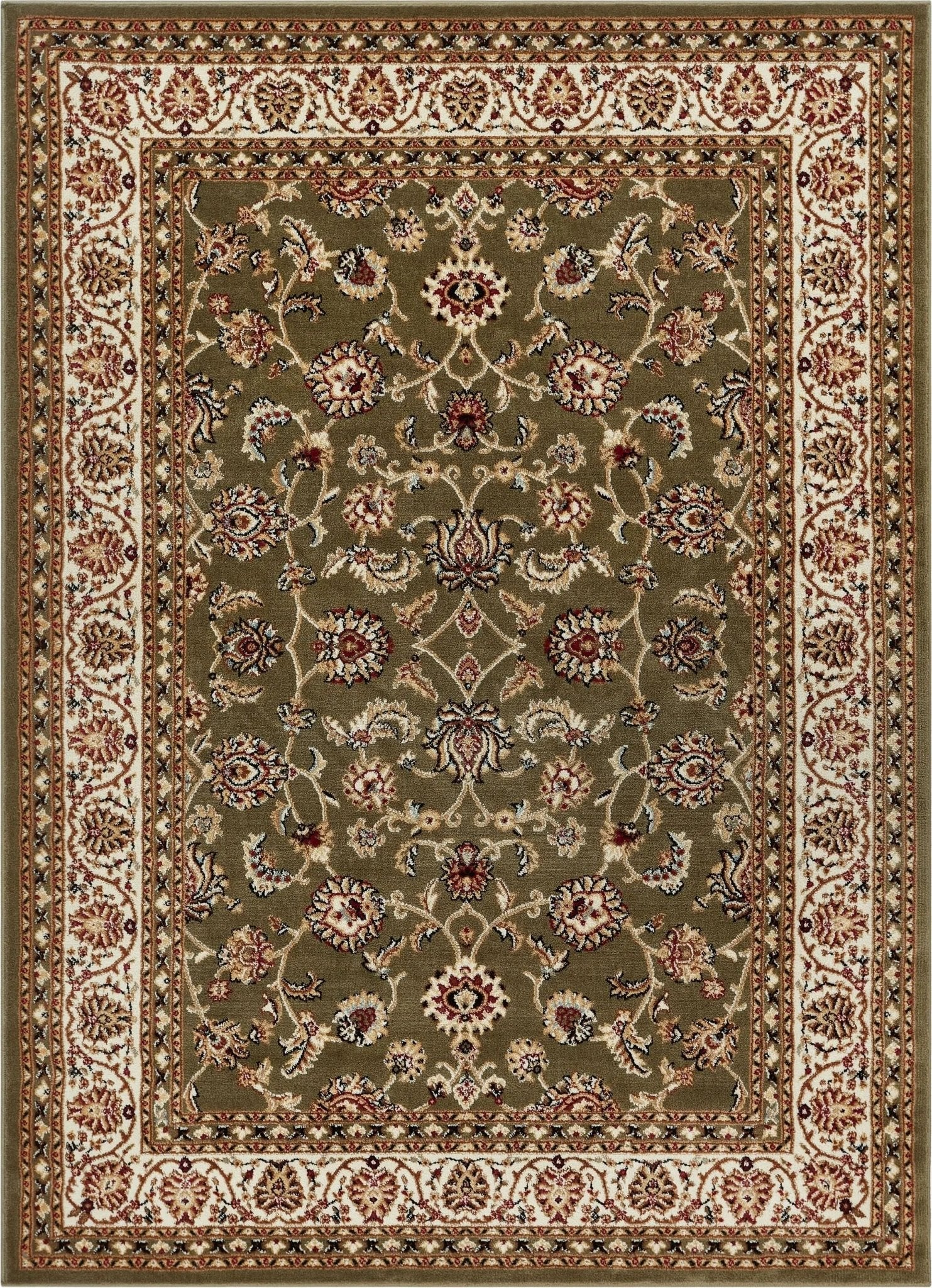 Sarouk Green Traditional Rug Well Woven