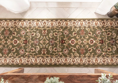 Sarouk Custom Size Runner Traditional Green 27 Inch Wide x Choose Your Length Hallway Runner Rug Well Woven