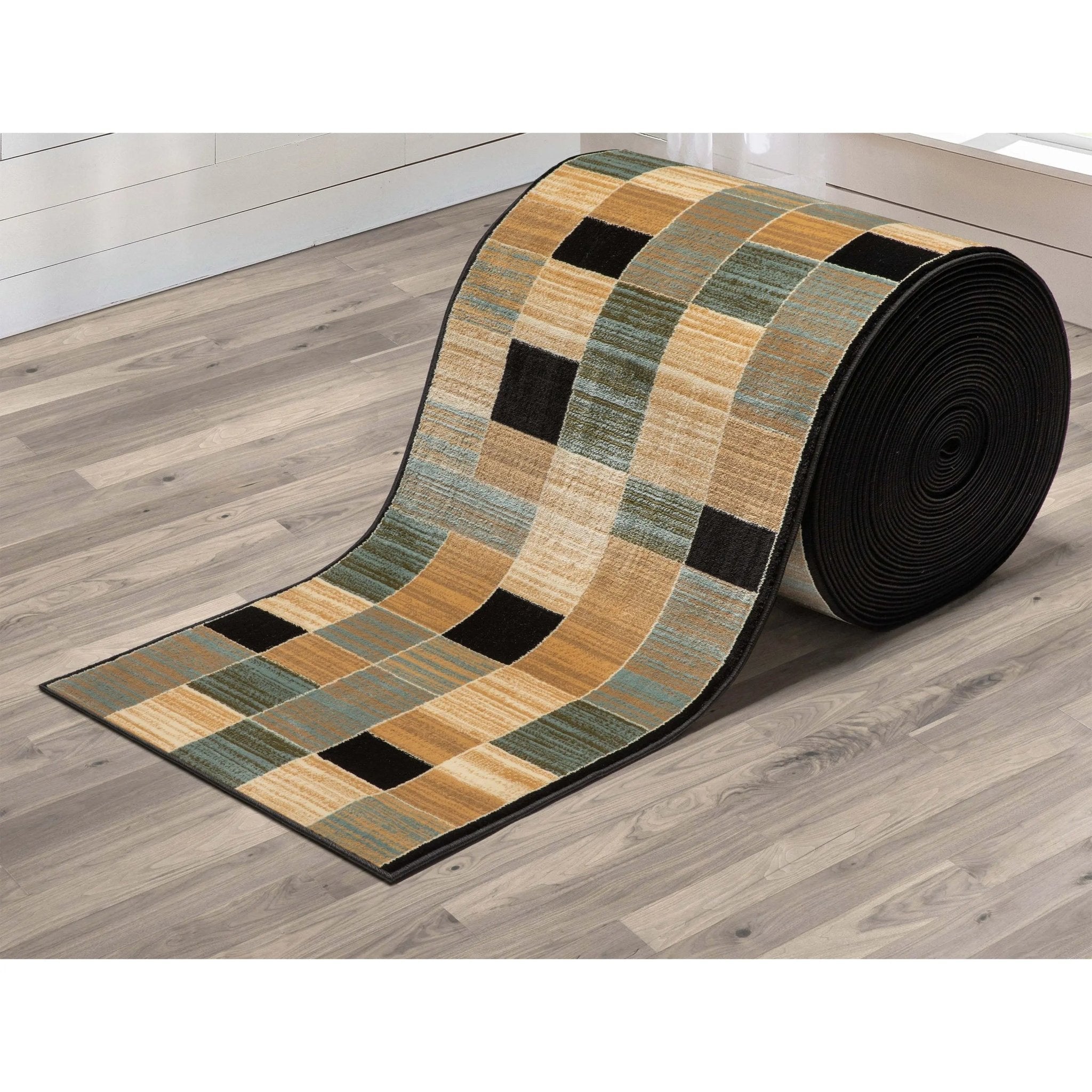 Custom Size Runner Yaren Geometric  Modern Blue 27 Inch Wide x Choose Your Length Hallway Runner Rug Well Woven