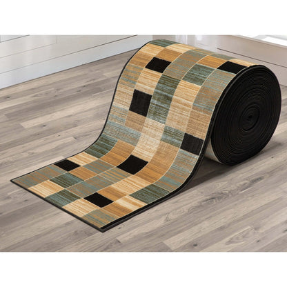 Custom Size Runner Yaren Geometric  Modern Blue 27 Inch Wide x Choose Your Length Hallway Runner Rug Well Woven