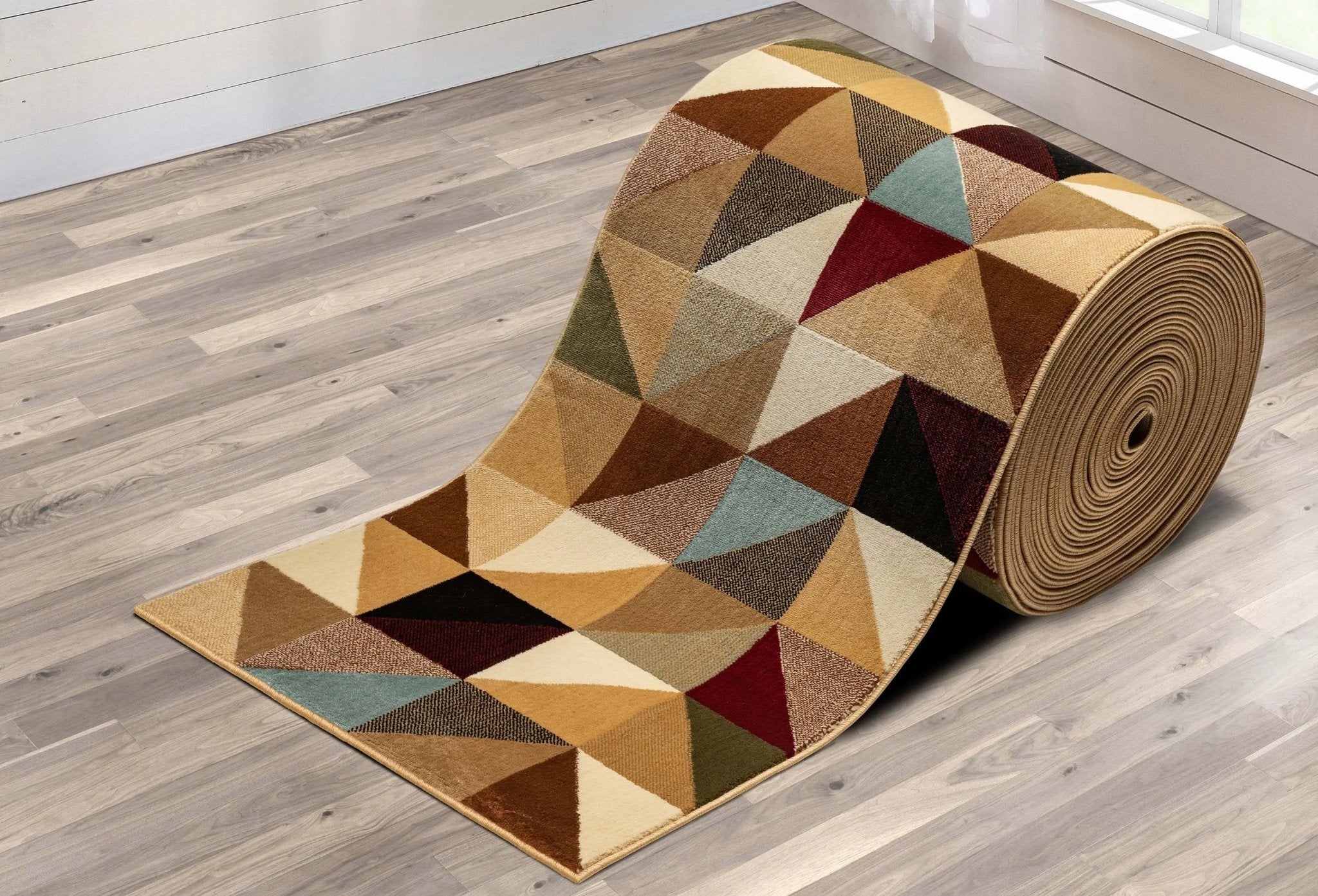 Custom Size Runner Yaren Geometric  Modern Ivory Multi 27 Inch Wide x Choose Your Length Hallway Runner Rug Well Woven