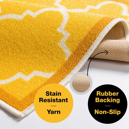 Brooklyn Trellis Custom Size Runner Modern Gold Select Your Width x Choose Your Length Machine Washable Hallway Runner Rug Well Woven