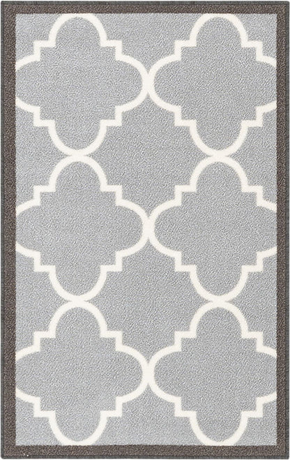 Brooklyn Trellis Grey Modern Non Slip Washable Rug Well Woven