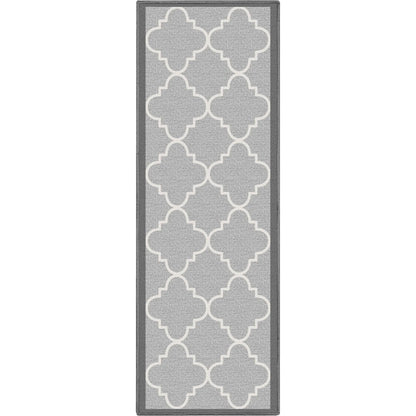 Brooklyn Trellis Grey Modern Flat-Weave Cotton Backing Rug Well Woven