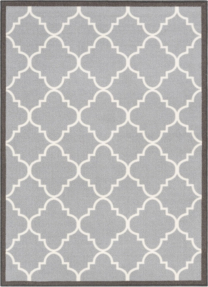 Brooklyn Trellis Grey Modern Non Slip Washable Rug Well Woven