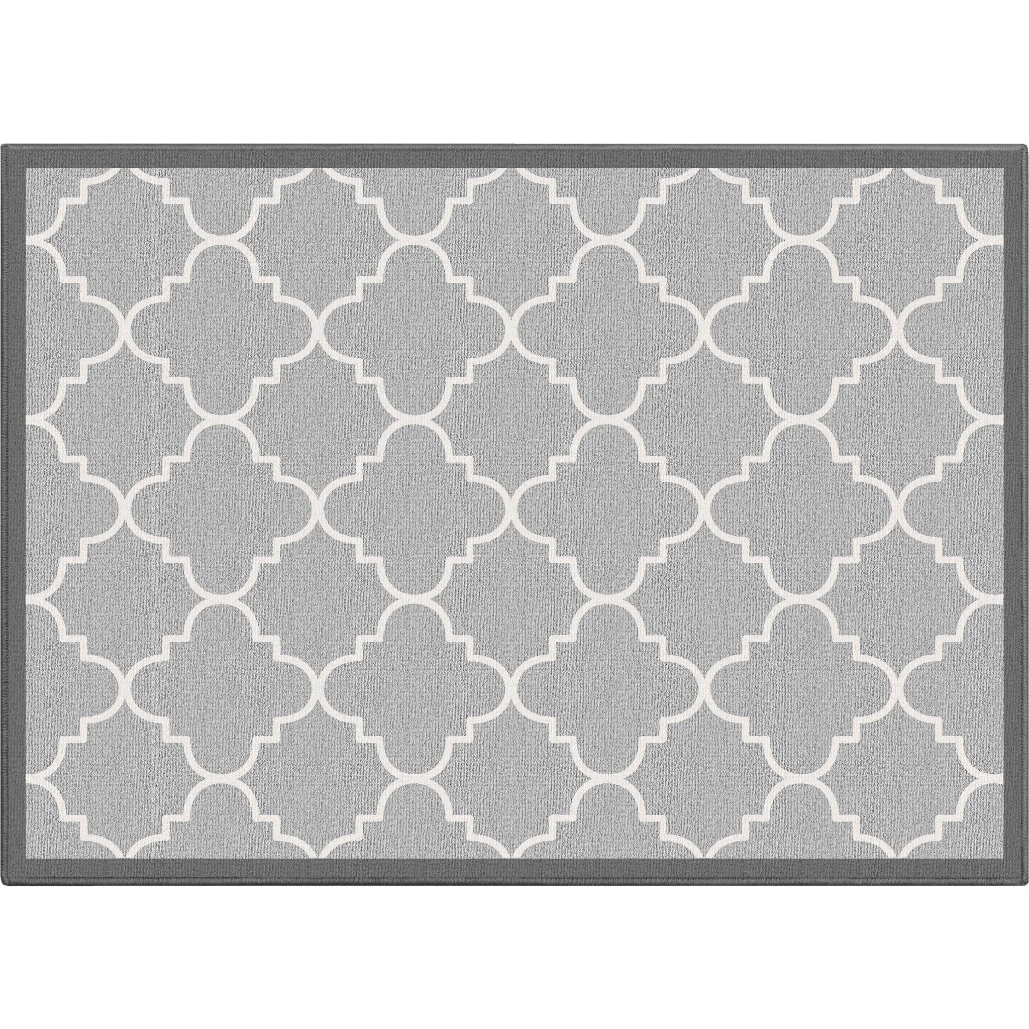 Brooklyn Trellis Grey Modern Flat-Weave Cotton Backing Rug Well Woven