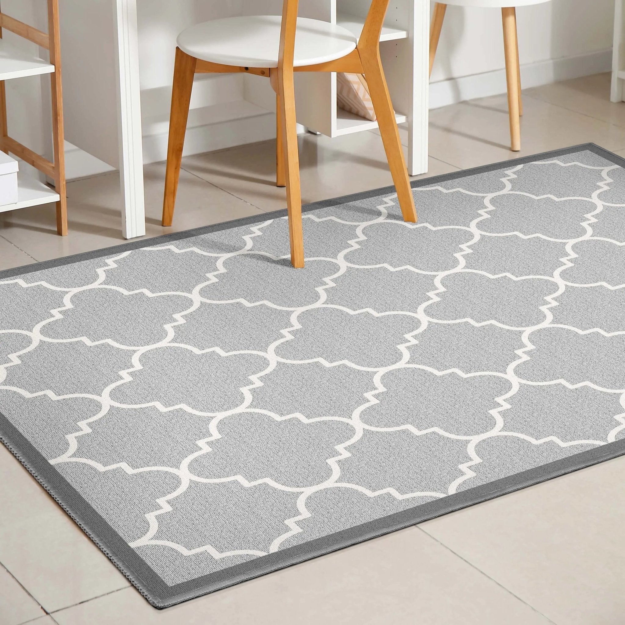 Brooklyn Trellis Grey Modern Flat-Weave Cotton Backing Rug Well Woven