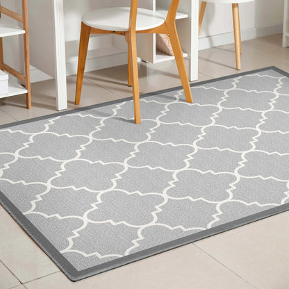 Brooklyn Trellis Grey Modern Flat-Weave Cotton Backing Rug Well Woven