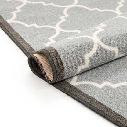 Brooklyn Trellis Grey Modern Non Slip Washable Rug Well Woven