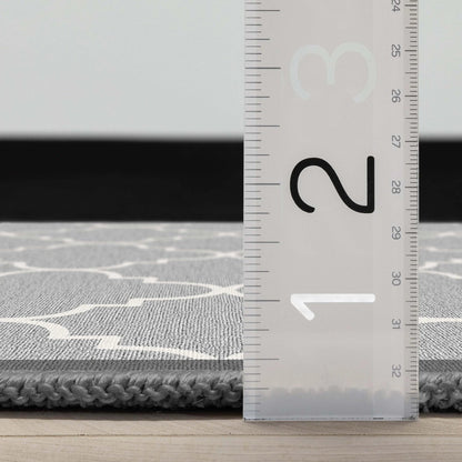 Brooklyn Trellis Grey Modern Flat-Weave Cotton Backing Rug Well Woven