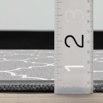 Brooklyn Trellis Grey Custom Size Runner Grey Cotton Backing Choose Your Length Hallway Low Pile Runner Rug Well Woven