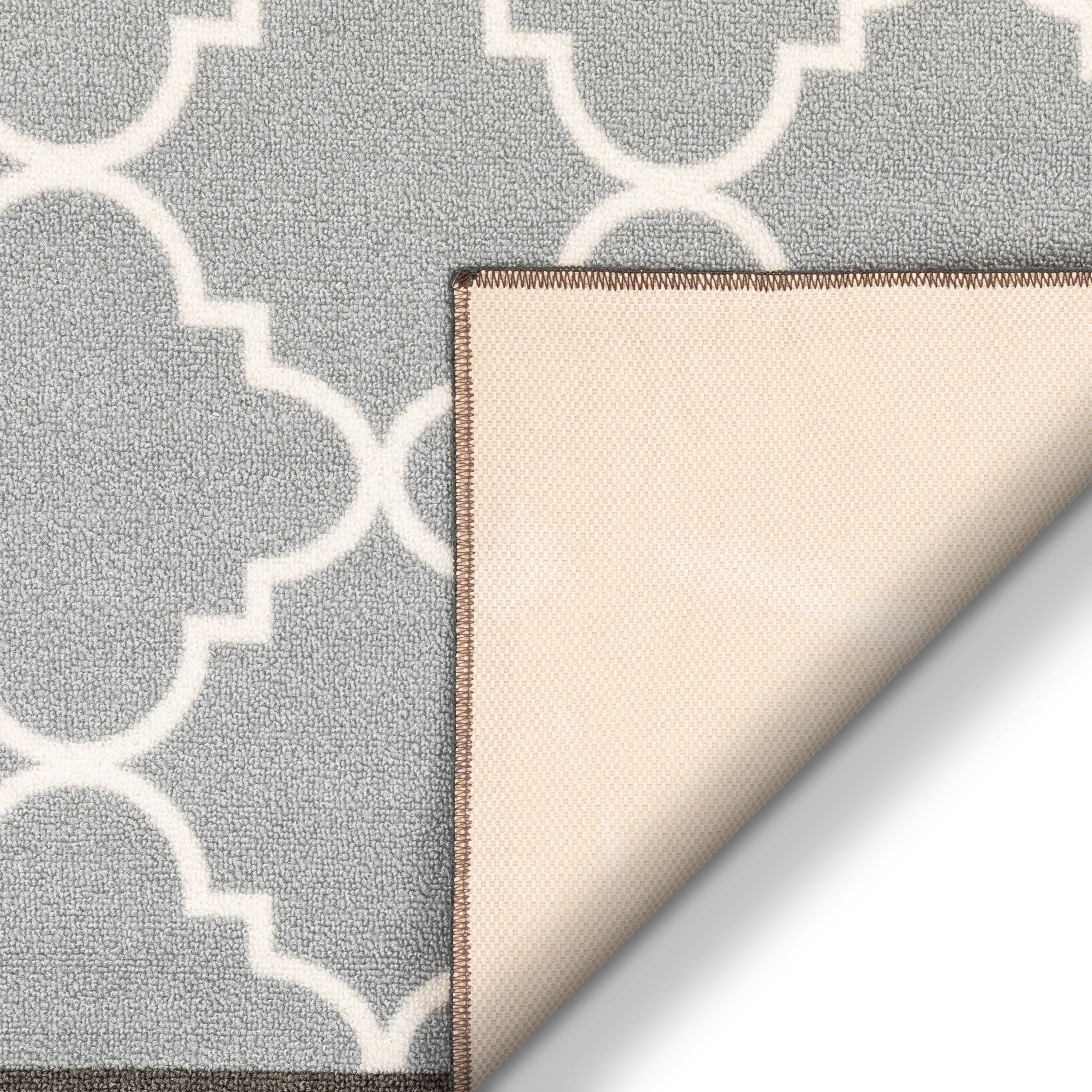 Brooklyn Trellis Grey Modern Non Slip Washable Rug Well Woven