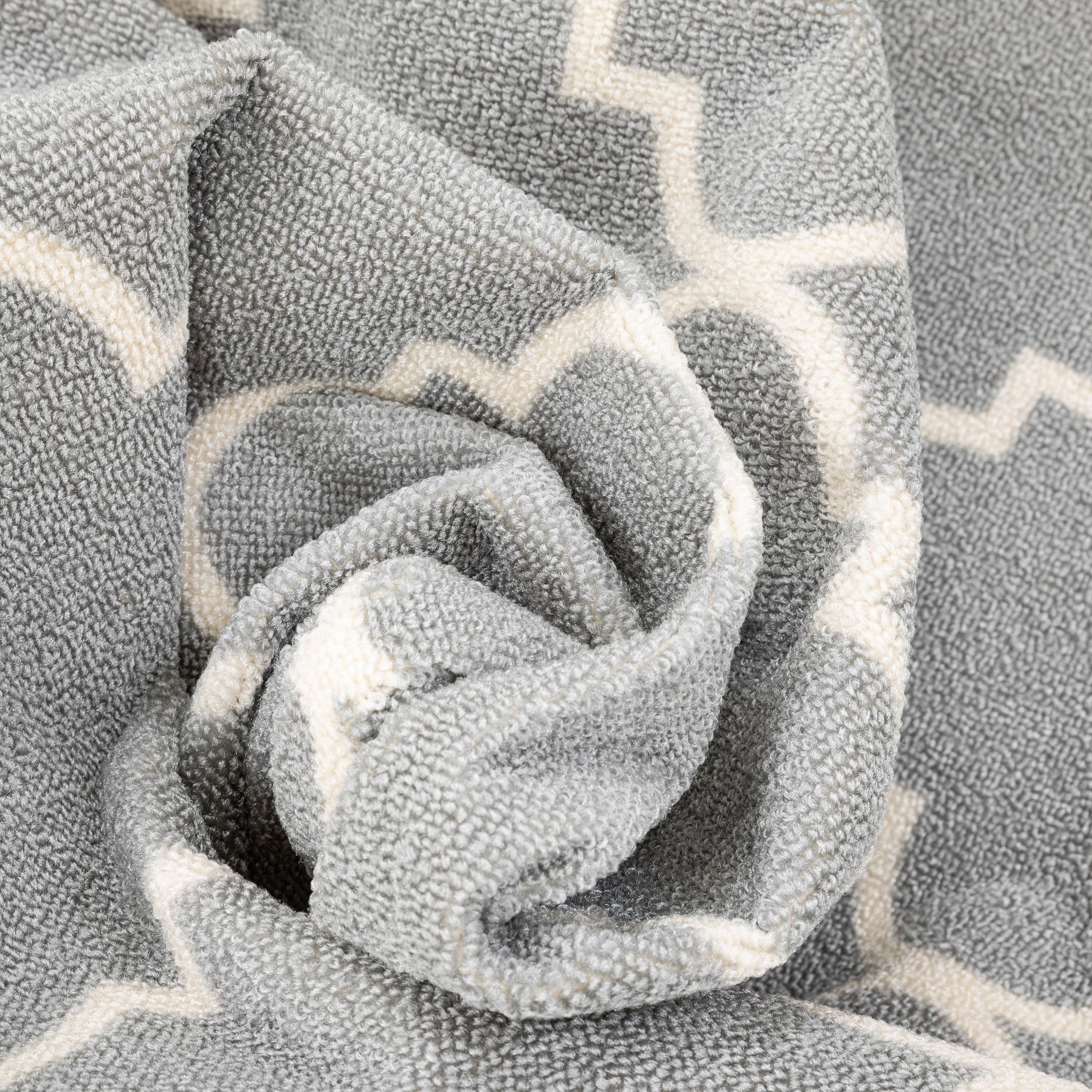 Brooklyn Trellis Grey Modern Non Slip Washable Rug Well Woven