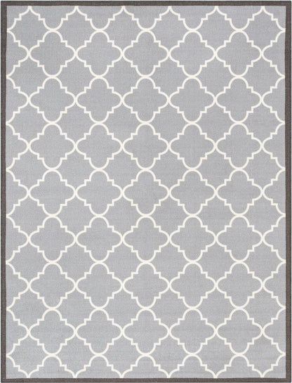 Brooklyn Trellis Grey Modern Non Slip Washable Rug Well Woven