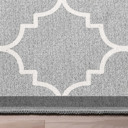 Brooklyn Trellis Grey Custom Size Runner Grey Cotton Backing Choose Your Length Hallway Low Pile Runner Rug Well Woven