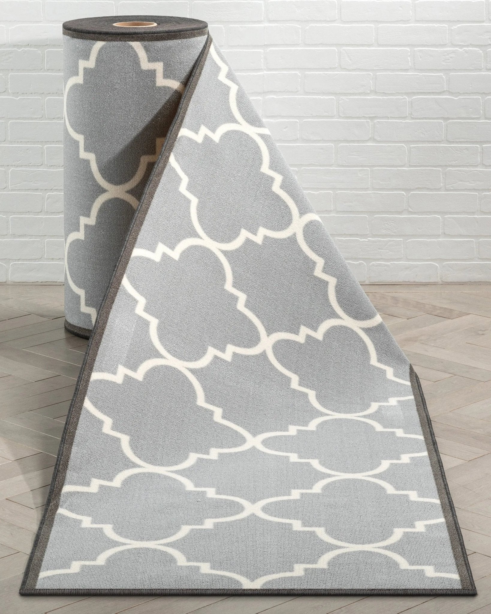 Brooklyn Trellis Custom Size Runner Modern Grey 31 Inch Wide x Choose Your Length Machine Washable Hallway Runner Rug Well Woven