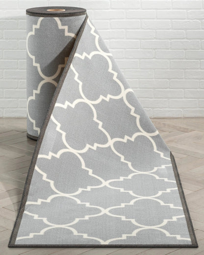 Brooklyn Trellis Custom Size Runner Modern Grey 31 Inch Wide x Choose Your Length Machine Washable Hallway Runner Rug Well Woven