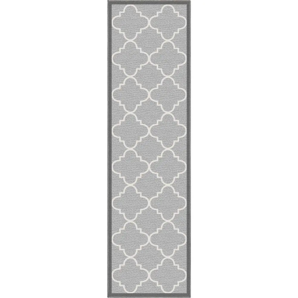 Brooklyn Trellis Grey Modern Flat-Weave Cotton Backing Rug Well Woven