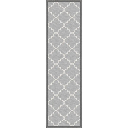 Brooklyn Trellis Grey Modern Flat-Weave Cotton Backing Rug Well Woven