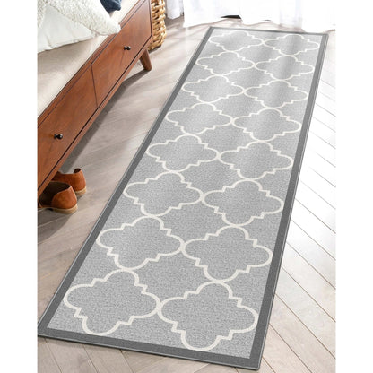 Brooklyn Trellis Grey Modern Flat-Weave Cotton Backing Rug Well Woven