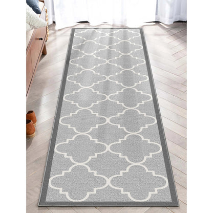 Brooklyn Trellis Grey Modern Flat-Weave Cotton Backing Rug Well Woven