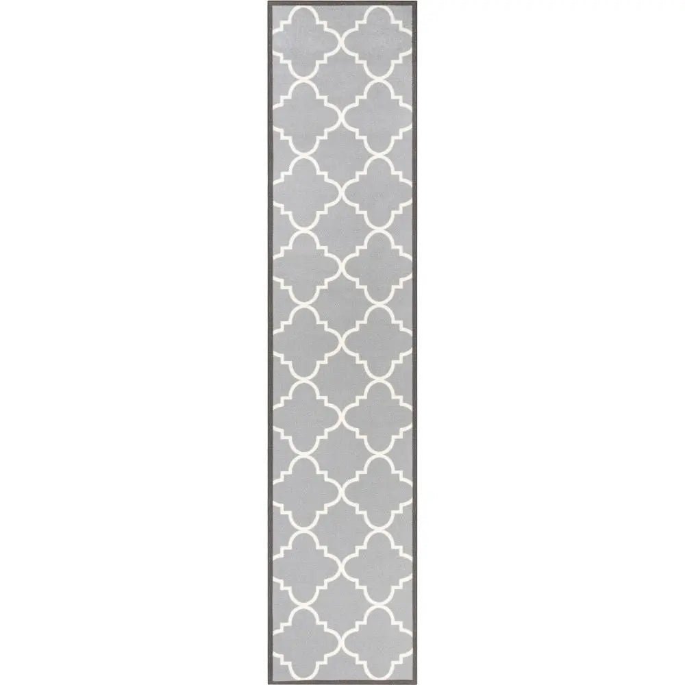 Brooklyn Trellis Grey Modern Flat-Weave Cotton Backing Rug Well Woven