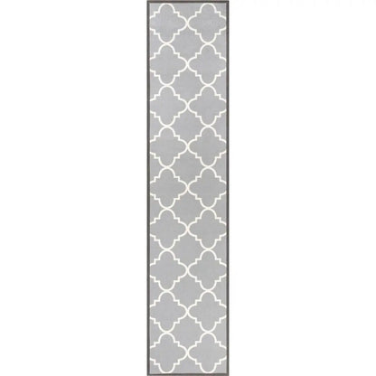 Brooklyn Trellis Grey Modern Flat-Weave Cotton Backing Rug Well Woven