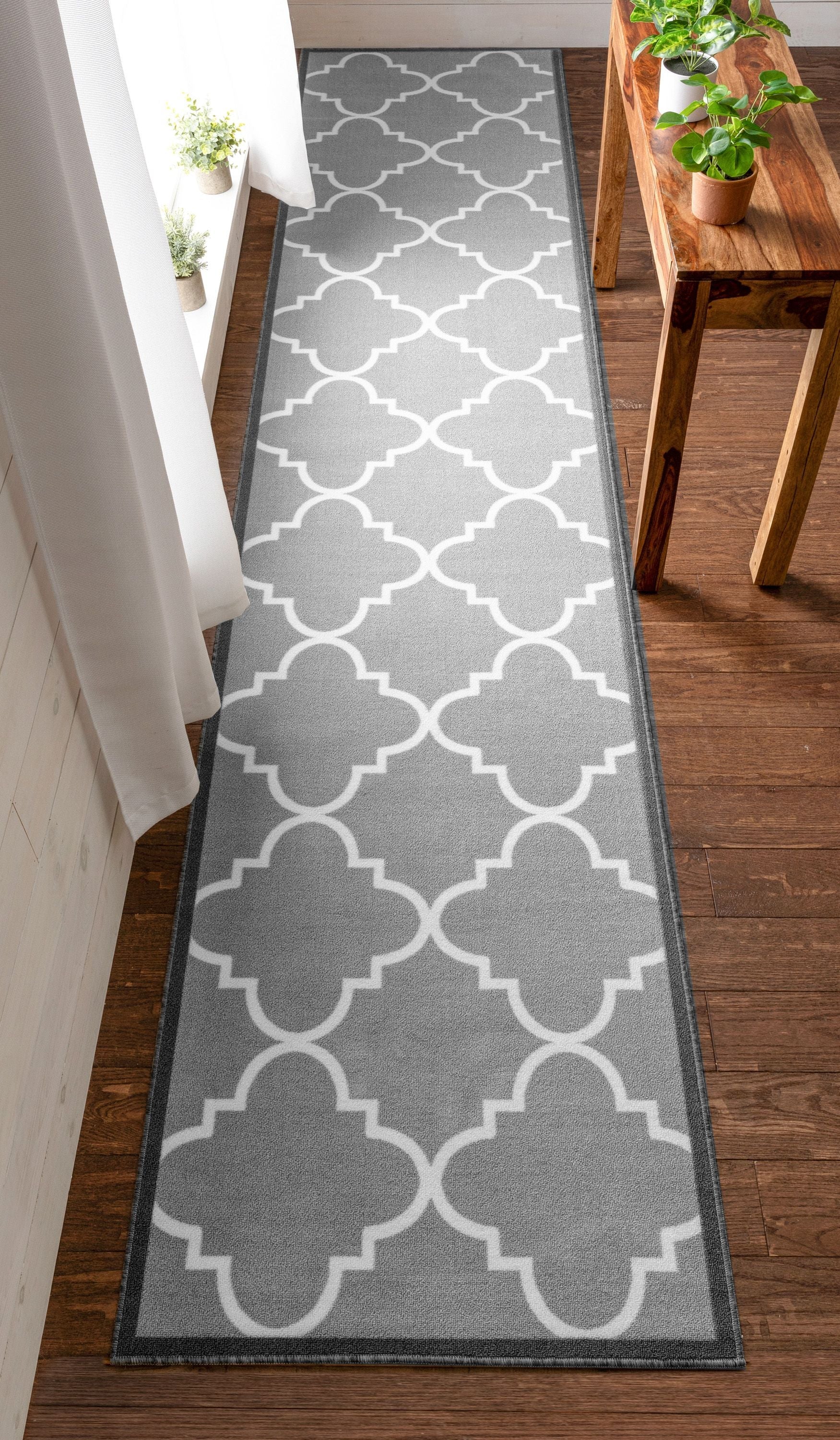 Brooklyn Trellis Grey Modern Non Slip Washable Rug Well Woven