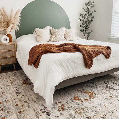 Kian Cream Vintage Panel Distressed Rug Well Woven