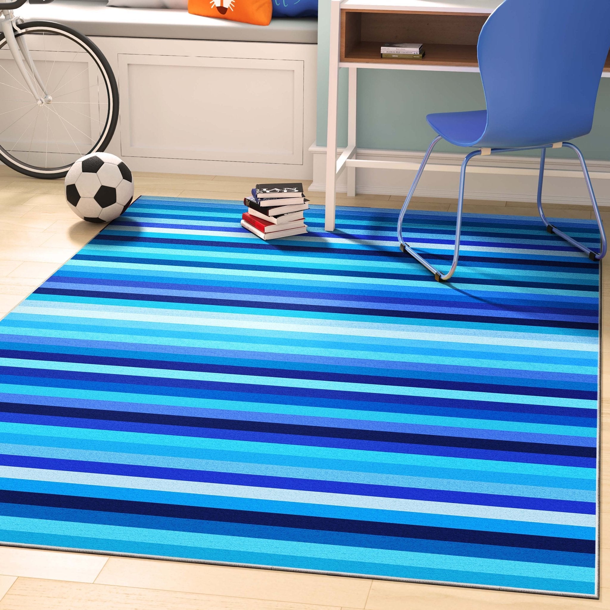 Crayola Stripe Blue Area Rug By Well Woven Well Woven