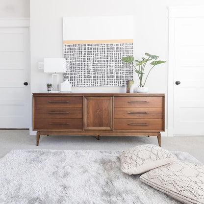 Feather Collection Liza  Silver Shag Rug –  Sparkly, Plush, Minimalist Glam - Well Woven - In an entryway