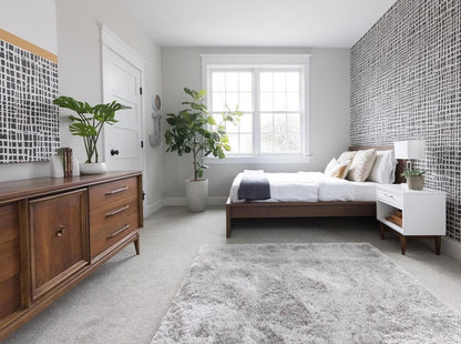 Feather Collection Liza  Silver Shag Rug –  Sparkly, Plush, Minimalist Glam - Well Woven - In a boys bedroom