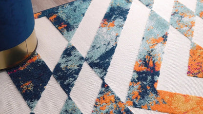 Carmen Geometric Chevron Bold Multi-Color Multi Indoor/Outdoor High-Low Rug Well Woven