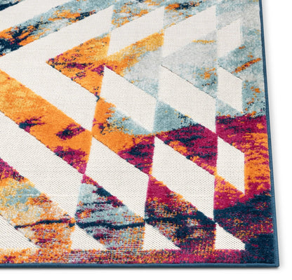 Carmen Geometric Chevron Bold Multi-Color Multi Indoor/Outdoor High-Low Rug Well Woven