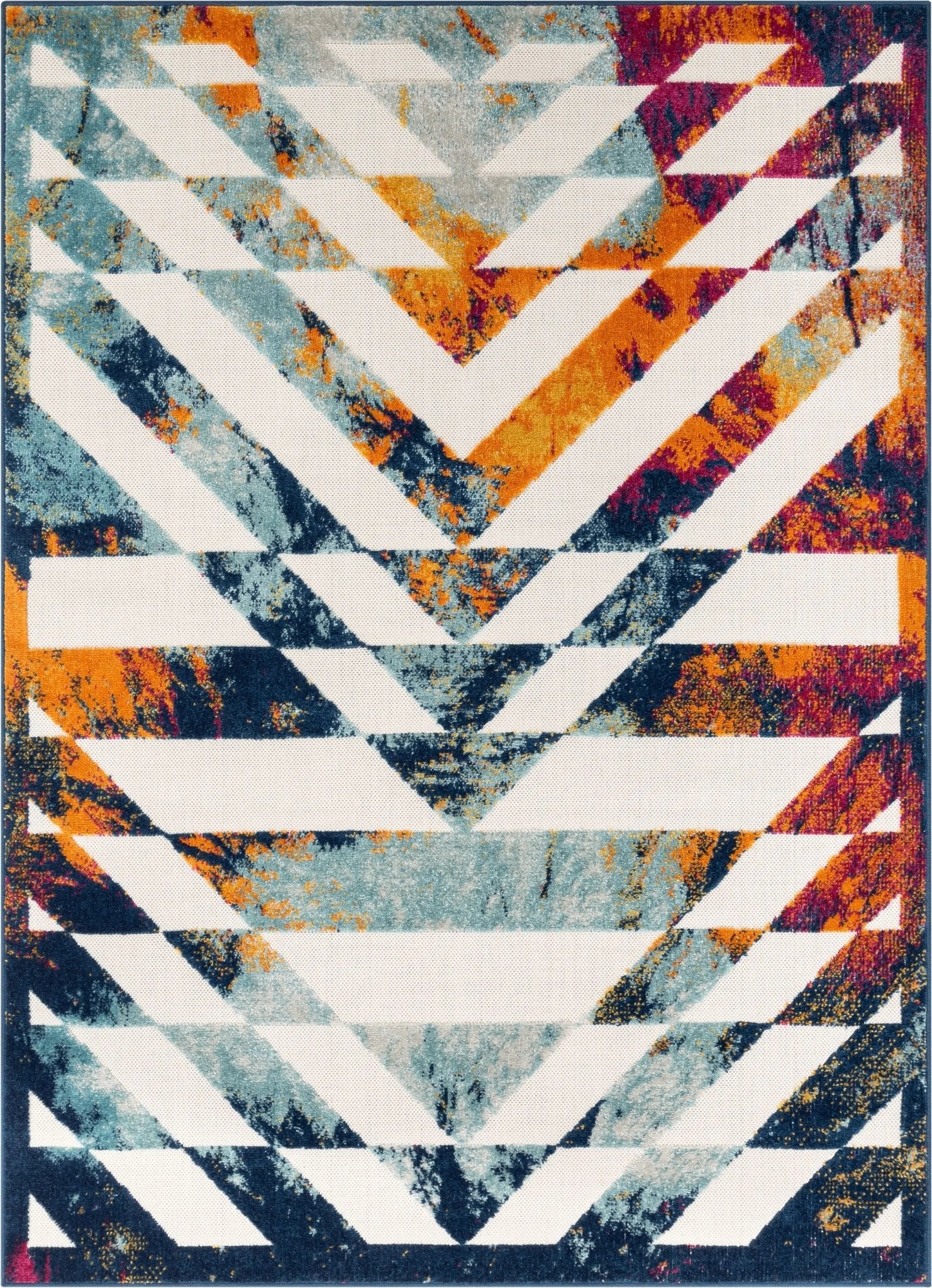 Carmen Geometric Chevron Bold Multi-Color Multi Indoor/Outdoor High-Low Rug Well Woven