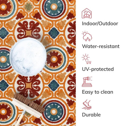 Audun Modern Geometric Indoor/Outdoor Red High-Low Rug Well Woven