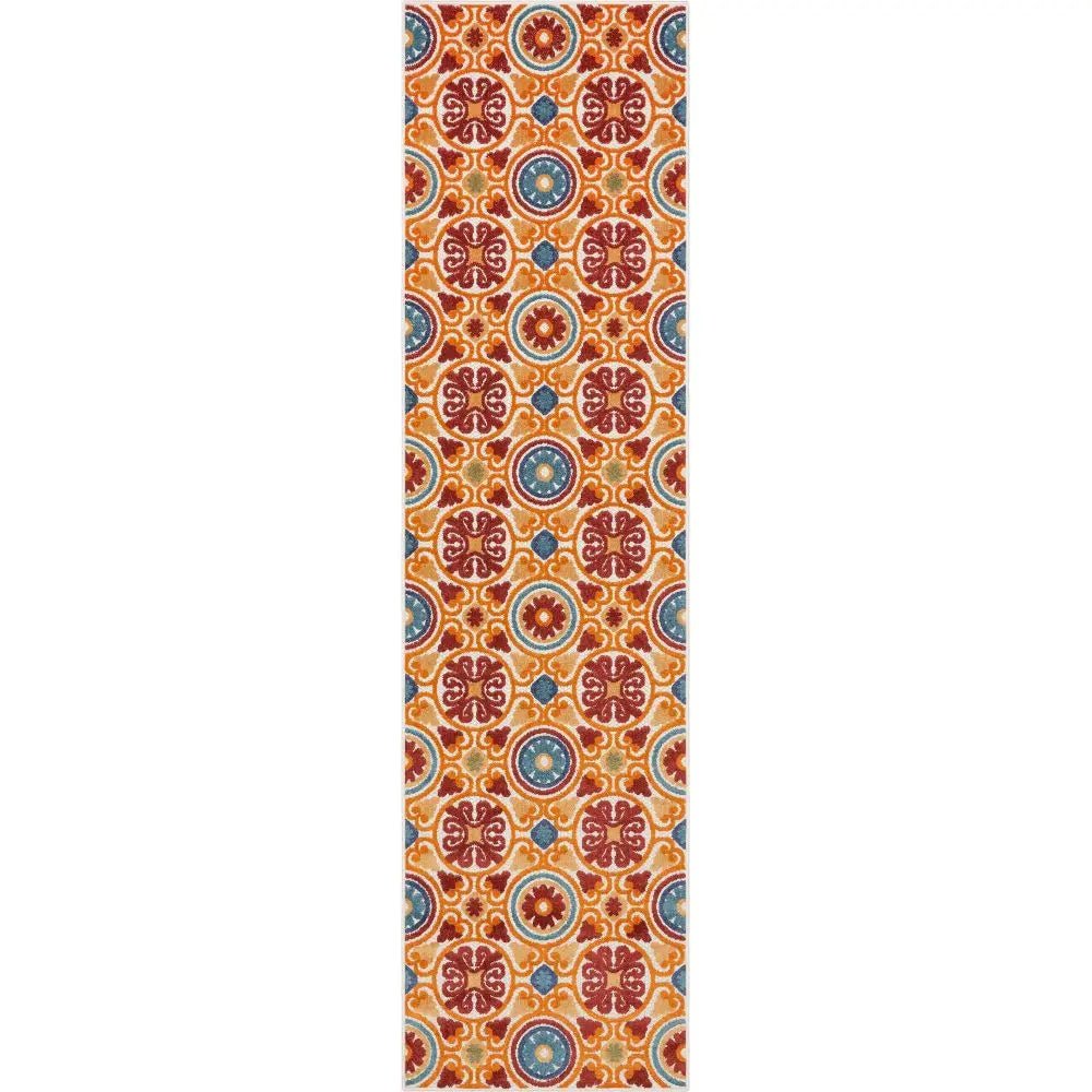 Audun Modern Geometric Indoor/Outdoor Red High-Low Rug Well Woven